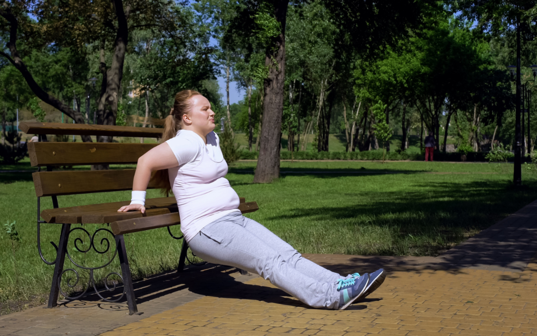 Woman enjoying simple outdoor summer activities like walking and light movement in a park